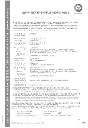 TUV-SUD認(rèn)證證書(shū)